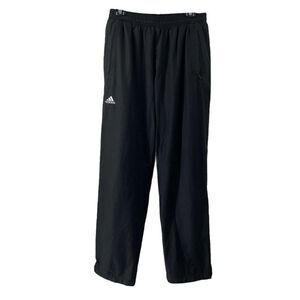 Adidas Black Track Pants Mens Size Medium Classic Swooshy Leg Zip Venting Active